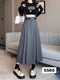 Women Casual Pleated Belted Long Skirts